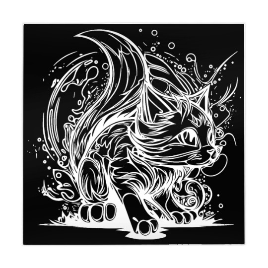 Cute Little Space Cat In Splash Style Mahjong Mats