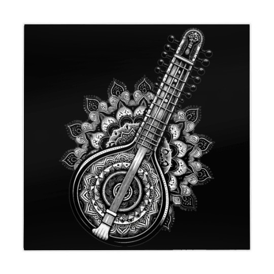 Sitar with complex Indian mandala pattern Mahjong Mats