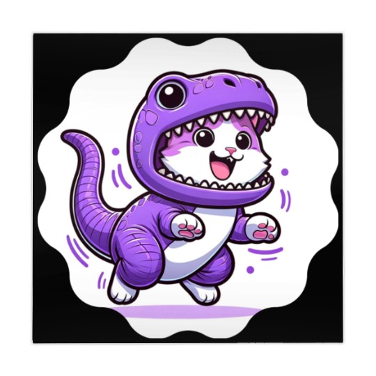 Energetic Cat in Velociraptor Costume - Playful Fe Mahjong Mats