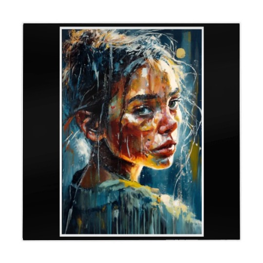 Abstract Sad Girl Unhappy People Sadness Mahjong Mats