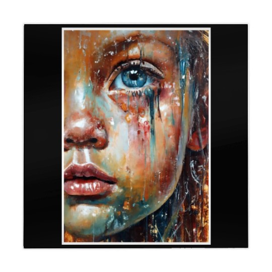 Abstract Sad Girl Unhappy People Sadness Mahjong Mats