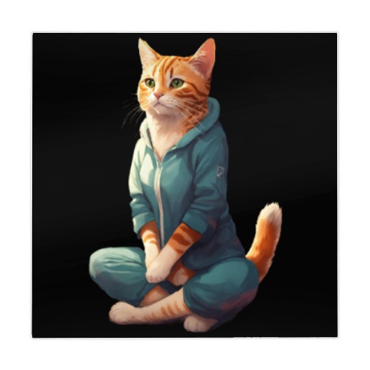 cat doing yoga in the living room Mahjong Mats