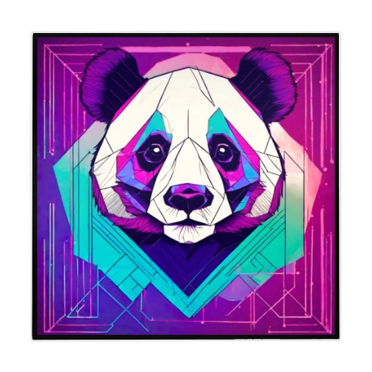 Synthwave Neon Geo Panda Mahjong Mats