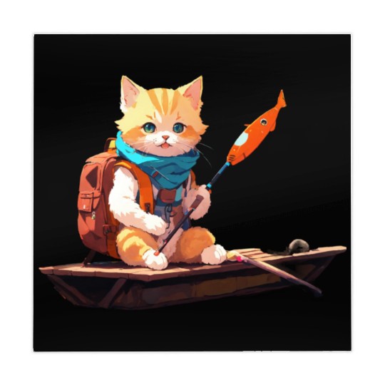 Whiskered Sailor: Cat on a Boat Fishing Adventure" Mahjong Mats