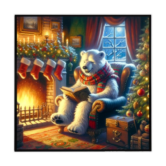 Winter Tales-Merry Cozy Bear Reading by Fireplace Mahjong Mats