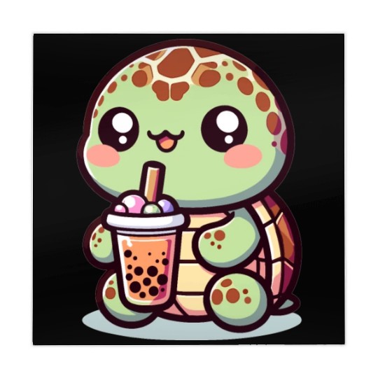 Kawaii Turtle Bubble Tea Lover Cute Sea Turtle Mahjong Mats