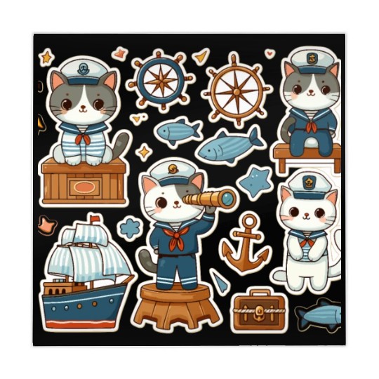Sailor Whiskers: Little Sailor Kitties Sticker Mahjong Mats