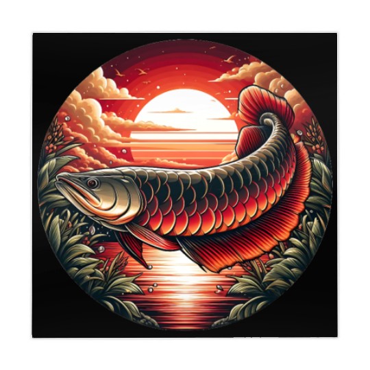 Sunset with Arowana fish Mahjong Mats