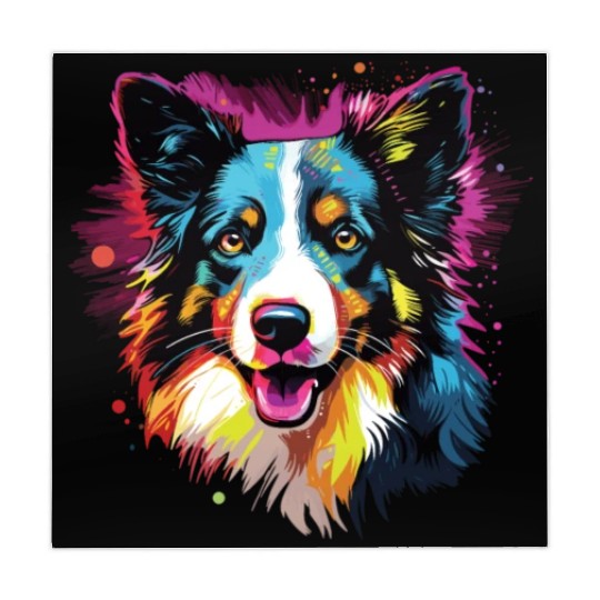 Watercolor Colorful Border Collie Mahjong Mats