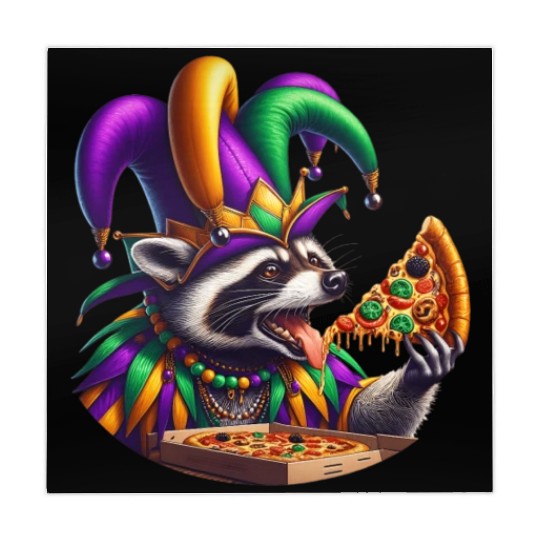 Mardi Gras raccoon with fool's hat Mahjong Mats