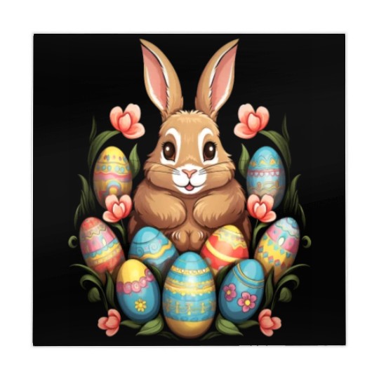 Easter Bunny Rabbit Colorful Eggs Easter Egg Hunt Mahjong Mats