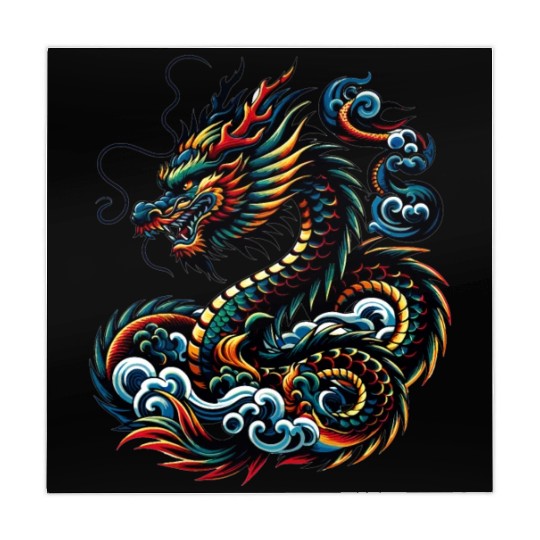 Colorful Dragon Zodiac Chinese Dragon Art Mahjong Mats