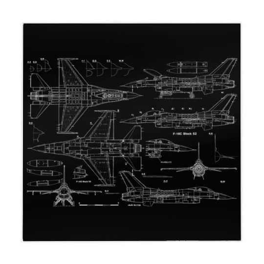 F16 Jet Aircraft Fighter Jet Blueprint Mahjong Mats