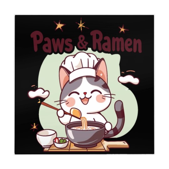 Paws and Ramen Funny Cats Animal Sayings Mahjong Mats