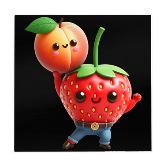 Dancing strawberry with peach Mahjong Mats