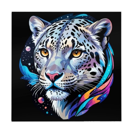 Cosmic Snow Leopard - Ethereal Animal Portrait Mahjong Mats