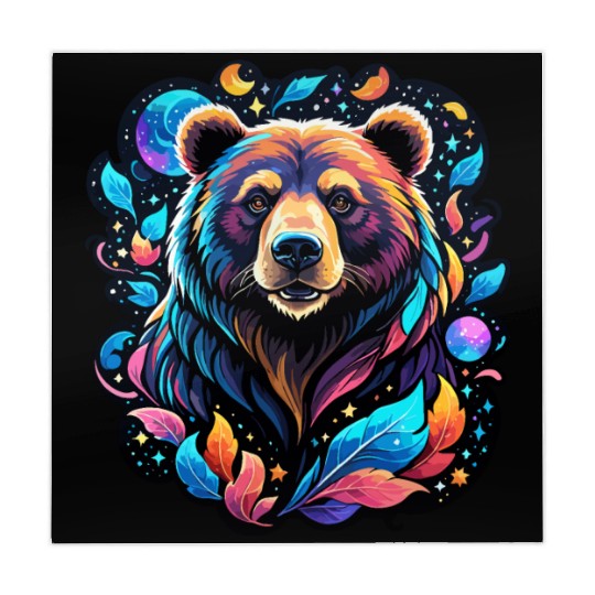 Mystical Galaxy Bear - Celestial Wilderness Art Mahjong Mats