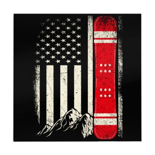 Snowboarding 4th of July Distressed USA Flag Mahjong Mats