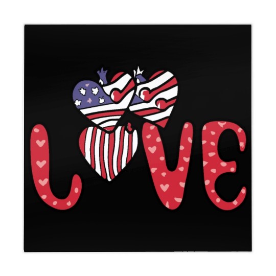 Flag Patriotic Lover Red Hearts US American Mahjong Mats