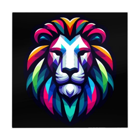 Vibrant Spectrum Lion - Abstract Wildlife Majesty Mahjong Mats