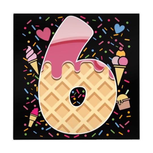 Ice Cream Number Six Art Design 6th Birthday Kids  Mahjong Mats