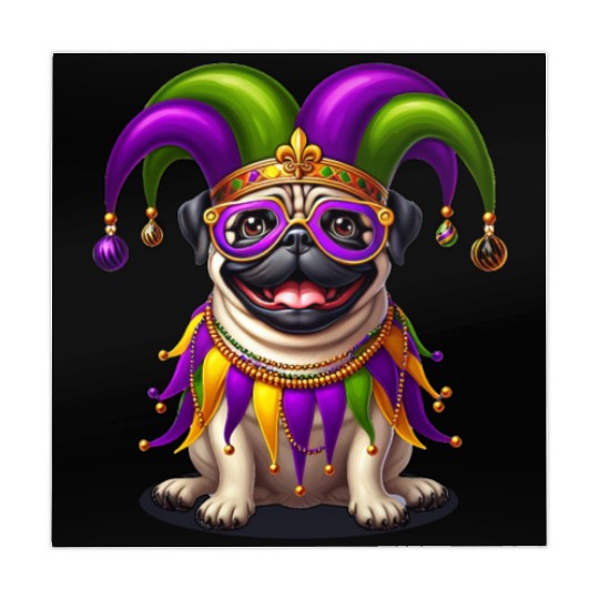 Mardi Gras Pug with Jester Hat Mahjong Mats