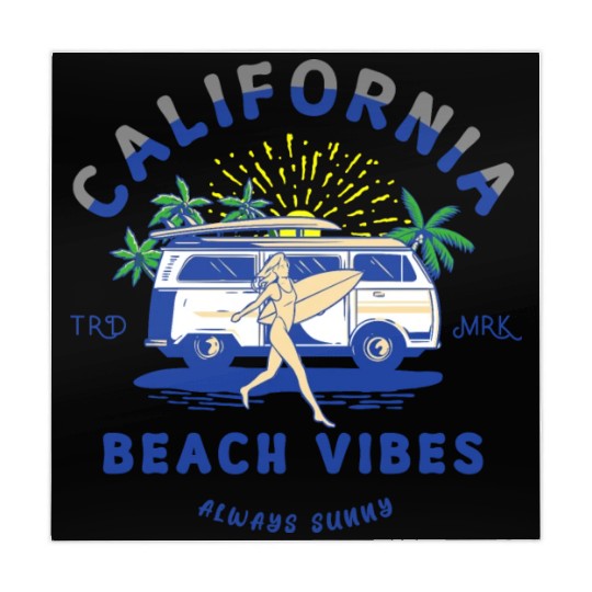 California Beach Vibes Retro Camper Van Mahjong Mats