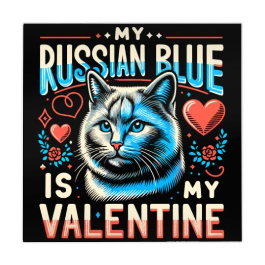 Russian Blue Cat Love Cute Valentine's for Cat lov Mahjong Mats