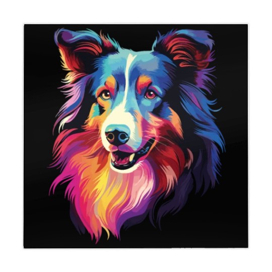 Watercolor Colorful Collie Mahjong Mats