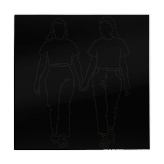 Line Art of Lesbian Couple Walking Mahjong Mats