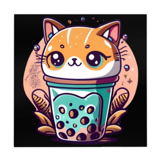 Anime Cat Bubble Tea Mahjong Mats