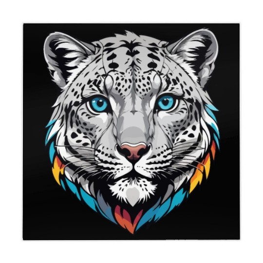 Majestic Snow Leopard Portrait - Exotic Wildlife Mahjong Mats