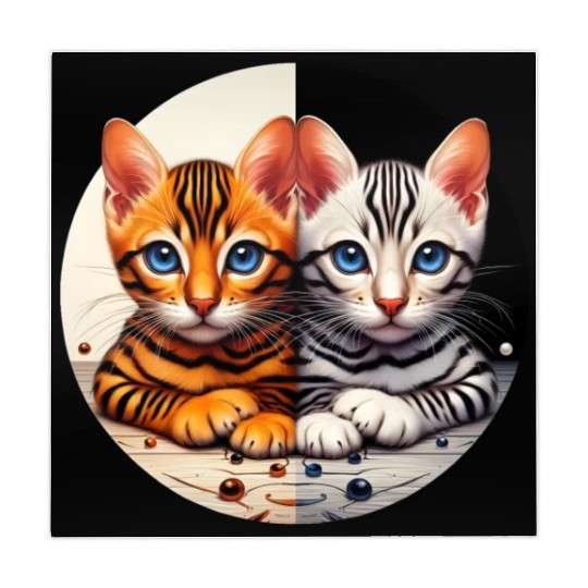 Bengal Kittens Black White Background Mahjong Mats
