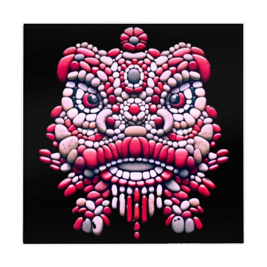 Chinese New Year - Pink Peony Lion Dance Mask Mahjong Mats