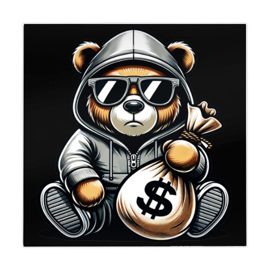teddy bear holding a money bag Mahjong Mats
