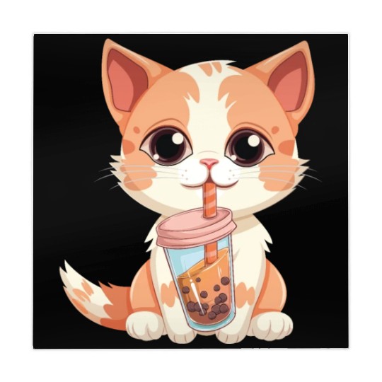 Cat Boba Tea Bubble Tea Anime Kawaii Neko Mahjong Mats