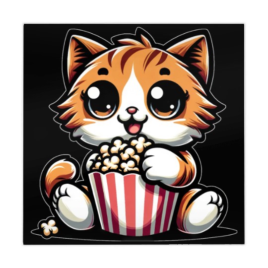 Cinema Cat, Cute Tomcat with Popcorn Mahjong Mats