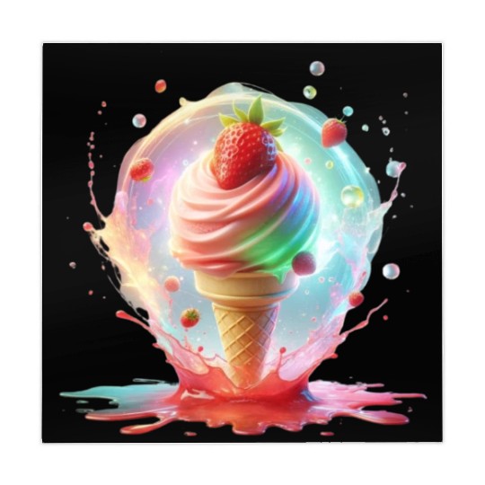 Strawberry Ice Cream with Colorful Luminescence Mahjong Mats