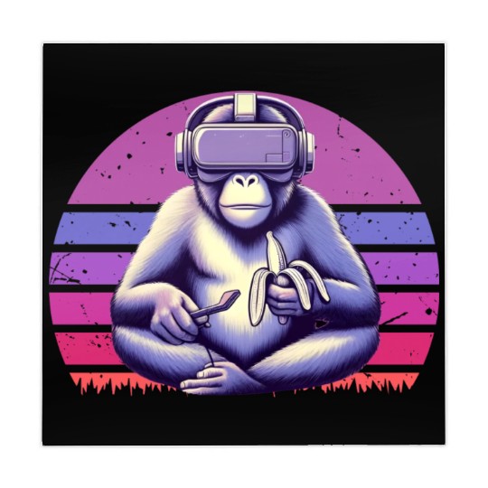 Virtual Zen: Retro Aesthetic Gamer Gorilla Mahjong Mats