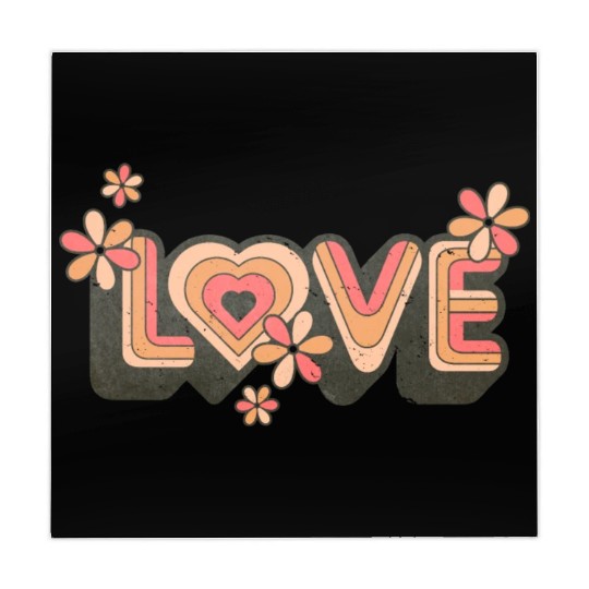 1960s Retro Hippie Floral Love Design Mahjong Mats