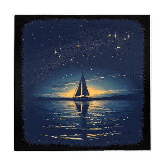Starry Night Sailing Catamaran Mahjong Mats