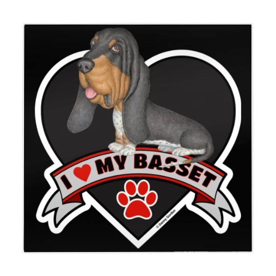 Cute Basset Hound inside a Heart I love my Basset Mahjong Mats