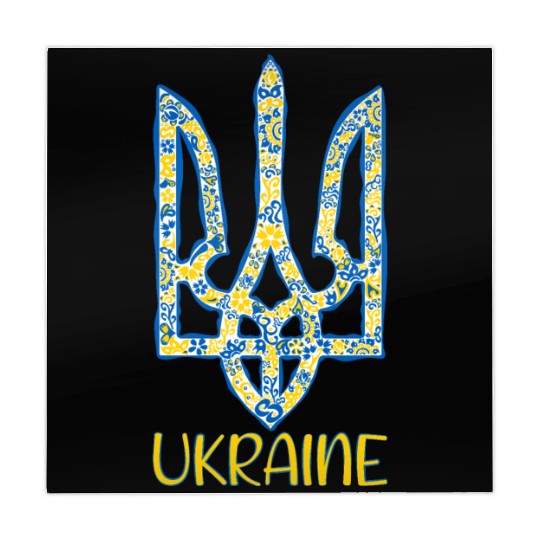 Ukraine trident in Ukrainian flag colors Mahjong Mats
