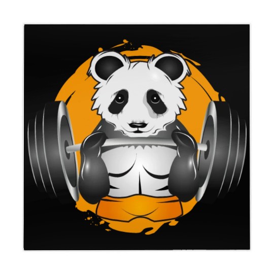 Bodybuilder panda bear with barbell in the gym Mahjong Mats