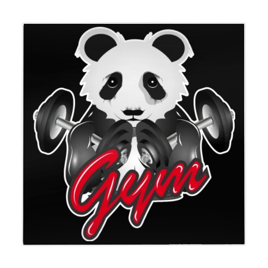 Bodybuilder panda bear with barbell in gym Mahjong Mats