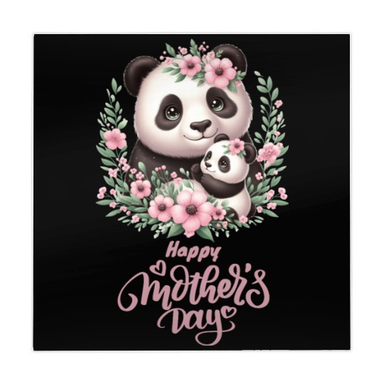 Happy Mother's Day Floral Wreath Mum Panda Mahjong Mats