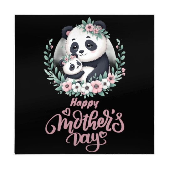Happy Mother's Day Floral Wreath Mum Panda Mahjong Mats
