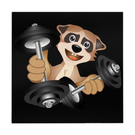 Bodybuilder meerkat with dumbbells training Mahjong Mats