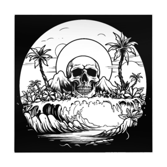 Surfing Surfer Sunset Skull Nature Mahjong Mats