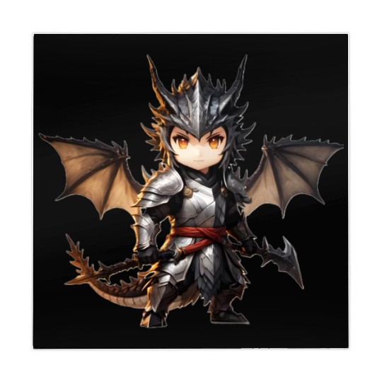 Chibi dragonwarrior Front Pose in Full armor Mahjong Mats